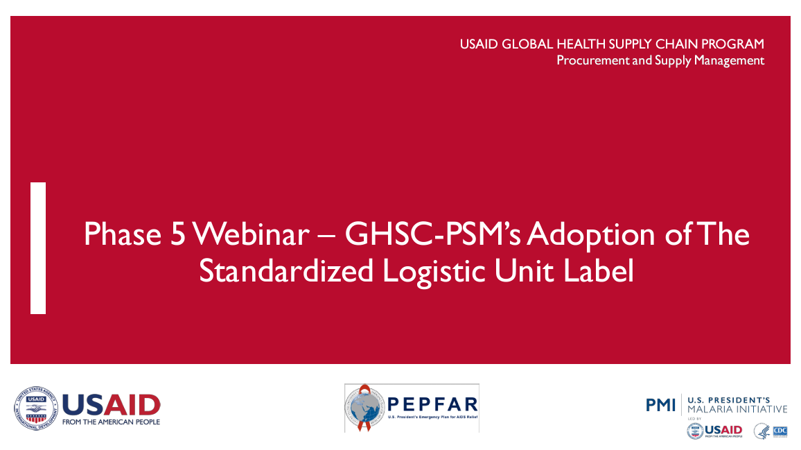 Phase 5 Standardized Logistic Label Webinar Cover